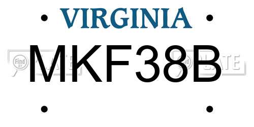 MKF38B Virginia License Plate