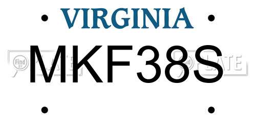 MKF38S Virginia License Plate