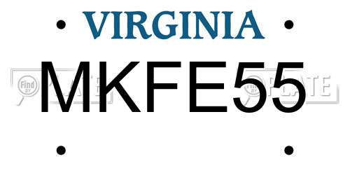 MKFE55 Virginia License Plate