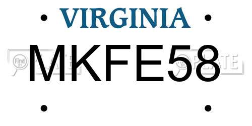MKFE58 Virginia License Plate