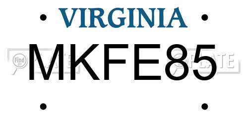 MKFE85 Virginia License Plate