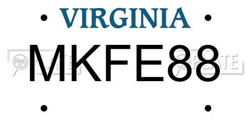MKFE88 Virginia License Plate