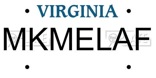 MKMELAF Virginia License Plate