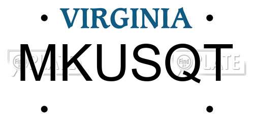 MKUSQT Virginia License Plate