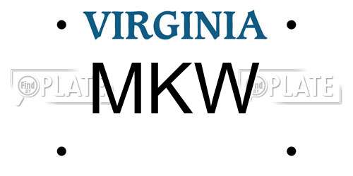 MKW Virginia License Plate
