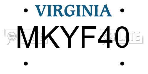 MKYF40 Virginia License Plate