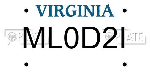 ML0D2I Virginia License Plate