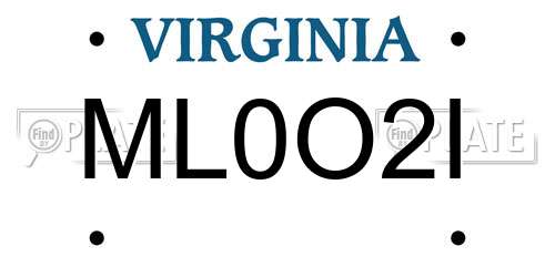 ML0O2I Virginia License Plate