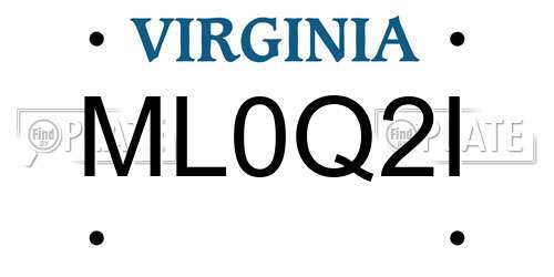 ML0Q2I Virginia License Plate