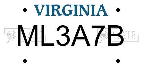 ML3A7B Virginia License Plate