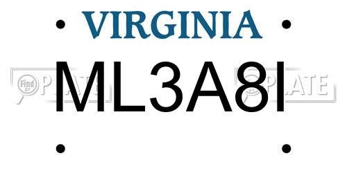 ML3A8I Virginia License Plate