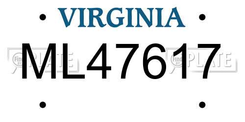 ML47617 Virginia License Plate