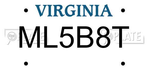 ML5B8T Virginia License Plate