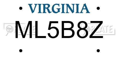 ML5B8Z Virginia License Plate