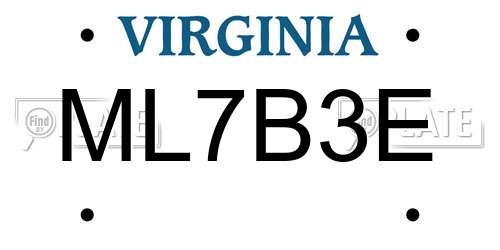 ML7B3E Virginia License Plate