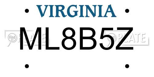ML8B5Z Virginia License Plate