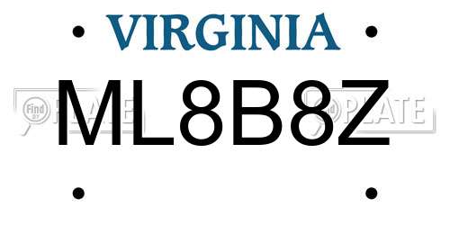 ML8B8Z Virginia License Plate