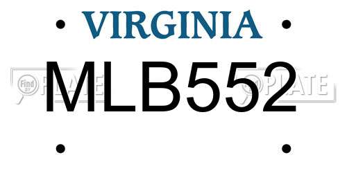 MLB552 Virginia License Plate