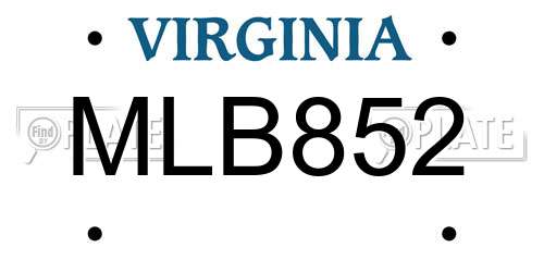 MLB852 Virginia License Plate