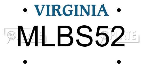 MLBS52 Virginia License Plate