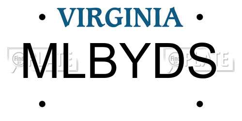 MLBYDS Virginia License Plate