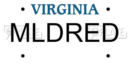 MLDRED Virginia License Plate