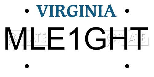 MLE1GHT Virginia License Plate