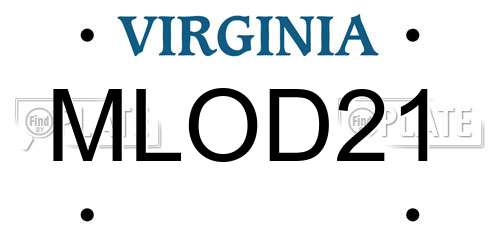 MLOD21 Virginia License Plate