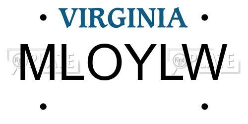 MLOYLW Virginia License Plate