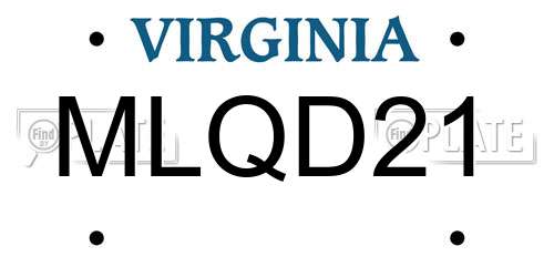 MLQD21 Virginia License Plate