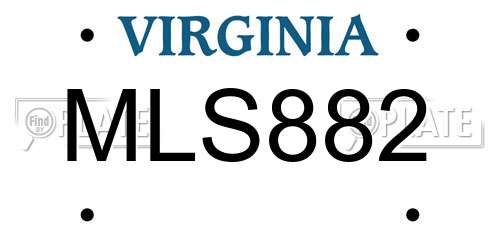 MLS882 Virginia License Plate