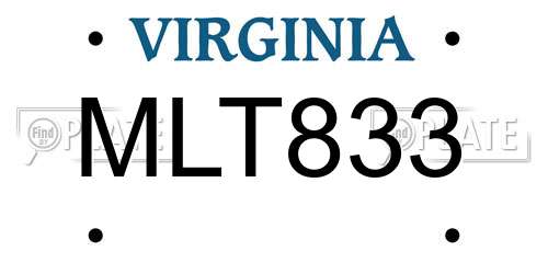 MLT833 Virginia License Plate