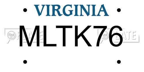 MLTK76 Virginia License Plate