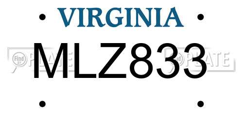 MLZ833 Virginia License Plate