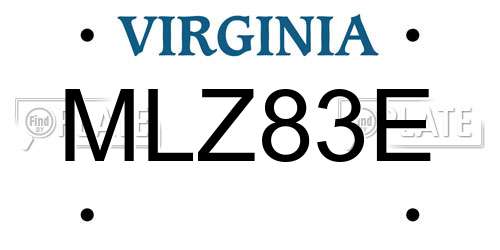MLZ83E Virginia License Plate