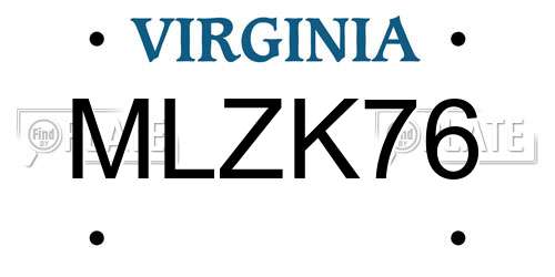 MLZK76 Virginia License Plate
