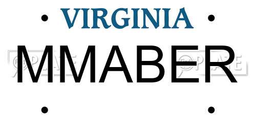 MMABER Virginia License Plate