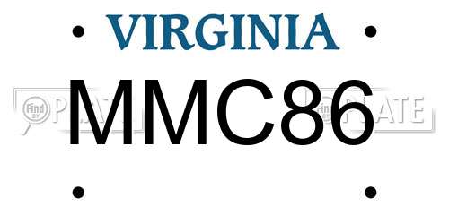 MMC86 Virginia License Plate