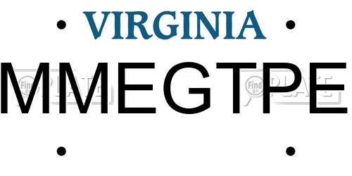 MMEGTPE Virginia License Plate