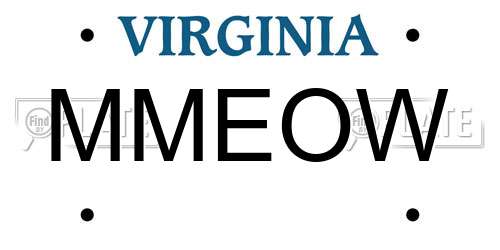 MMEOW Virginia License Plate