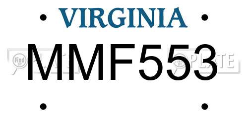 MMF553 Virginia License Plate