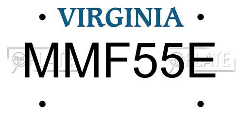 MMF55E Virginia License Plate