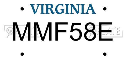 MMF58E Virginia License Plate