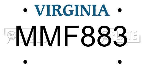 MMF883 Virginia License Plate