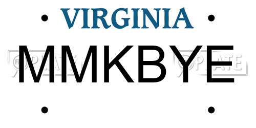 MMKBYE Virginia License Plate