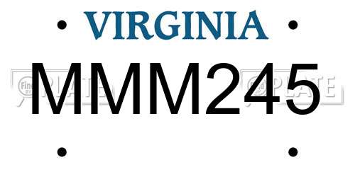 MMM245 Virginia License Plate