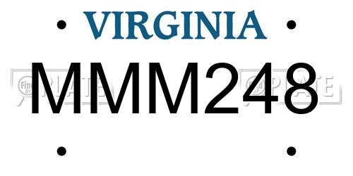 MMM248 Virginia License Plate