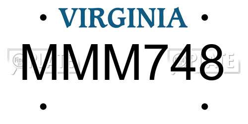 MMM748 Virginia License Plate