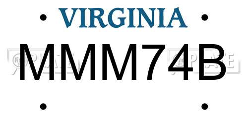 MMM74B Virginia License Plate