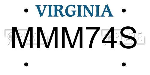 MMM74S Virginia License Plate